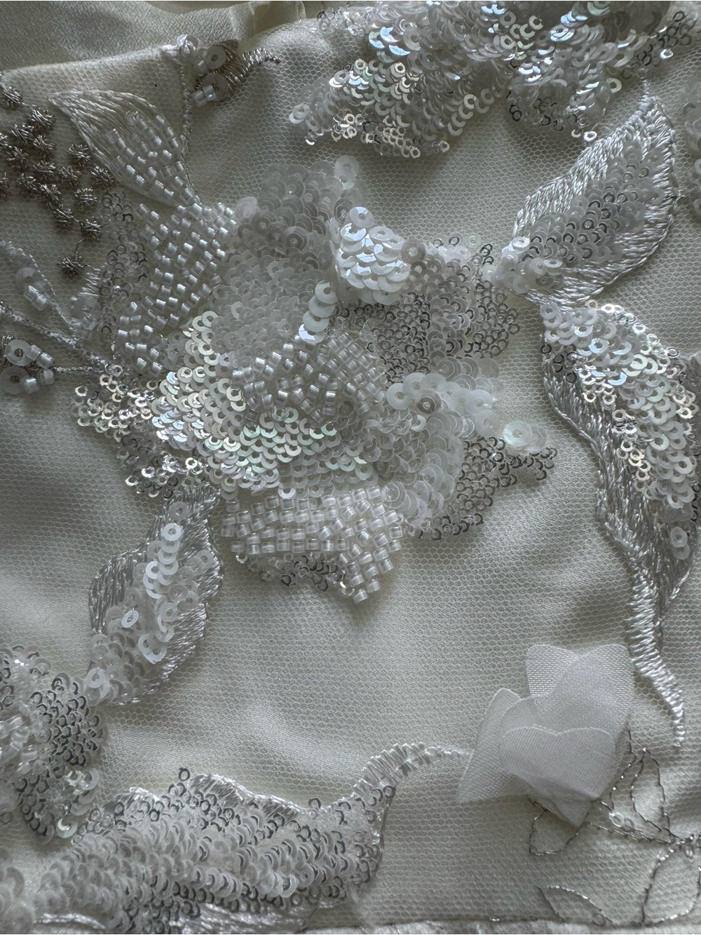 helsi hilma ivory white 3d floral applique sequin embellished mini dress XS NEW - Picture 6 of 6